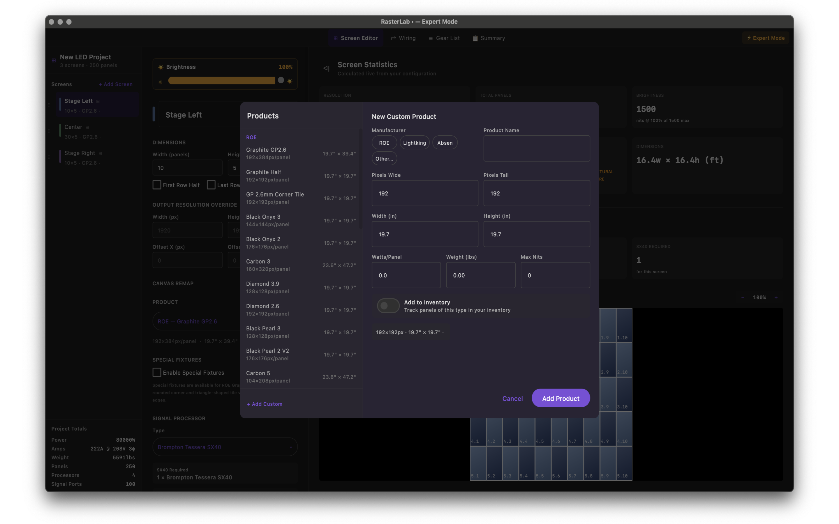 Products Dialog